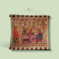 A Large Early 20th Century Chinese Folk Textile Wall Hanging with Figural and Floral Decoration