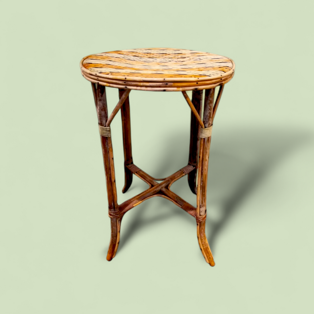 Early 20th Century French Antique Rattan Gueridon Table