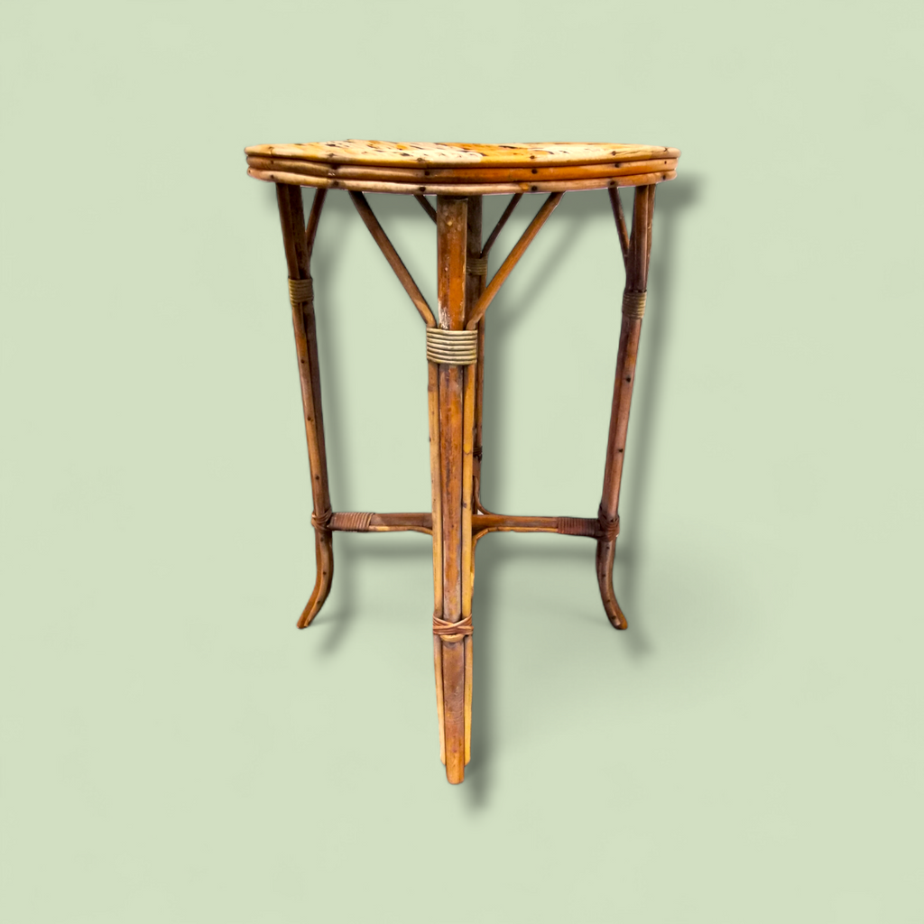 Early 20th Century French Antique Rattan Gueridon Table