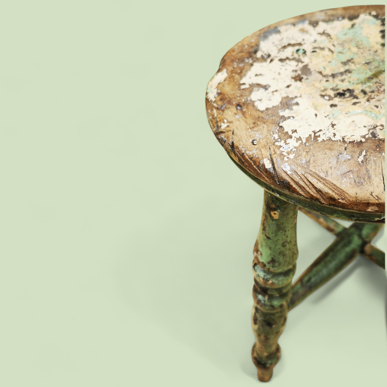 A Superb 19th Century Antique Painted Stool with Inredible Patina