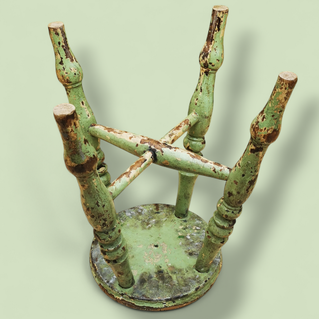 A Superb 19th Century Antique Painted Stool with Inredible Patina