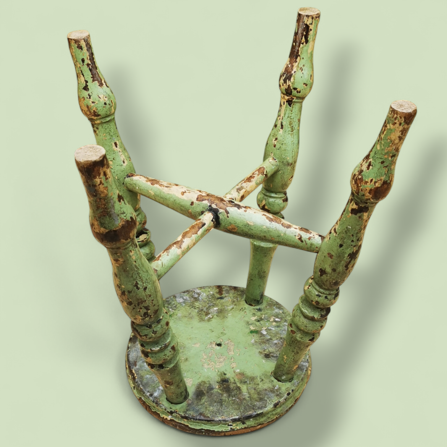 A Superb 19th Century Antique Painted Stool with Inredible Patina