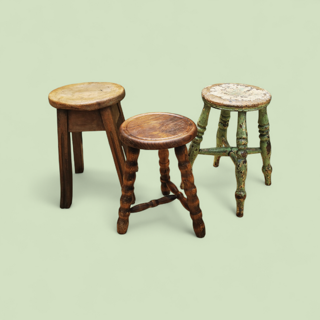 An Early 20th Century Rustic Farmhouse Stool