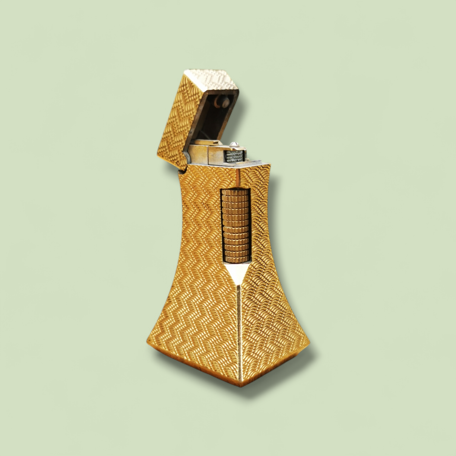 A Rare Vintage Dunhill Gold-Plated 'Wheatsheaf' Table Lighter