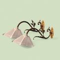 Pair of Early 20th Century Gilt Metal Wall Lights with Curved Foliate Arms and Frosted Glass Shades, circa 1920