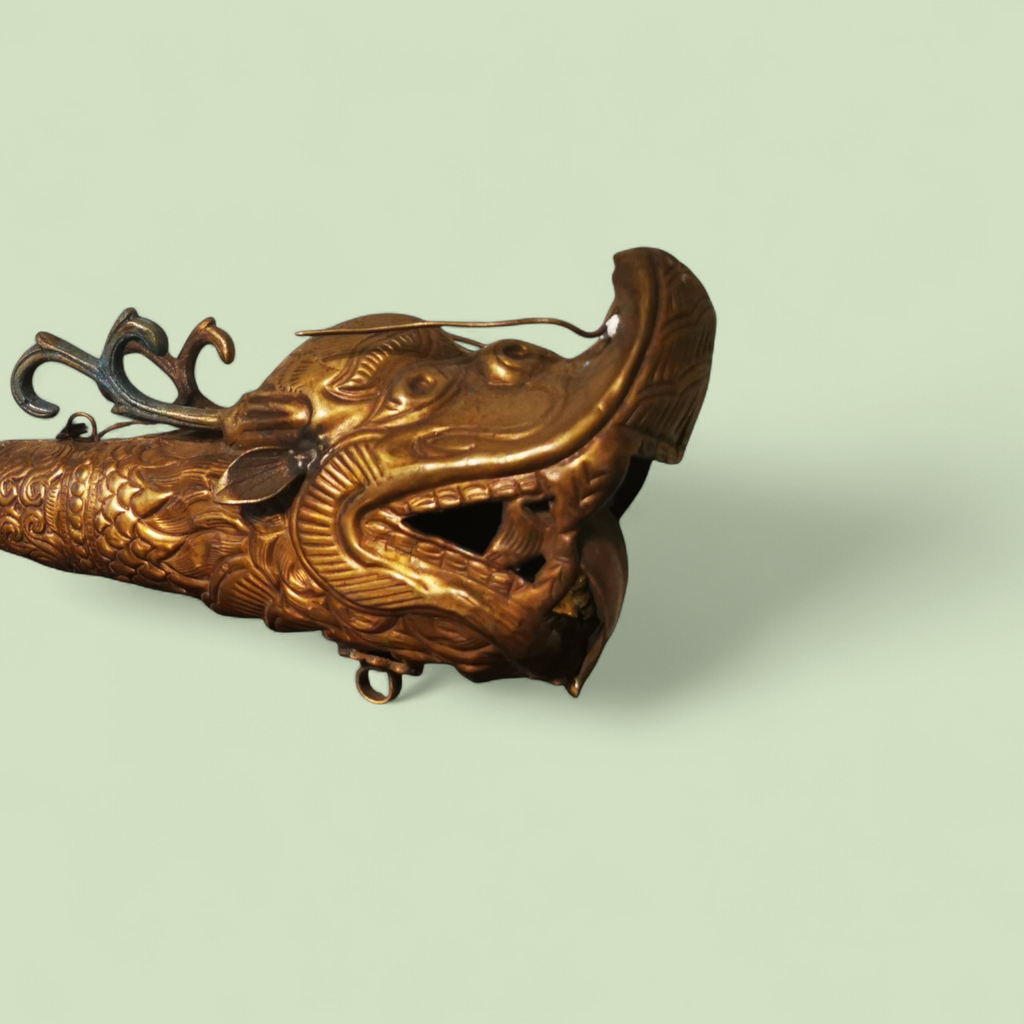 Tibetan Ceremonial Dragon Horn (Dungchen), Copper and Brass, Mid-20th Century