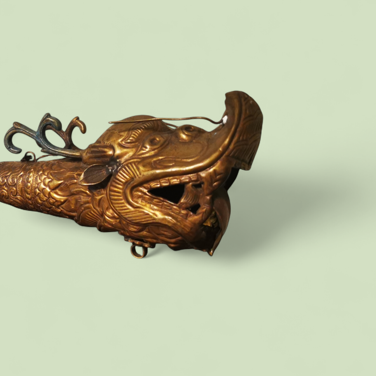 Tibetan Ceremonial Dragon Horn (Dungchen), Copper and Brass, Mid-20th Century