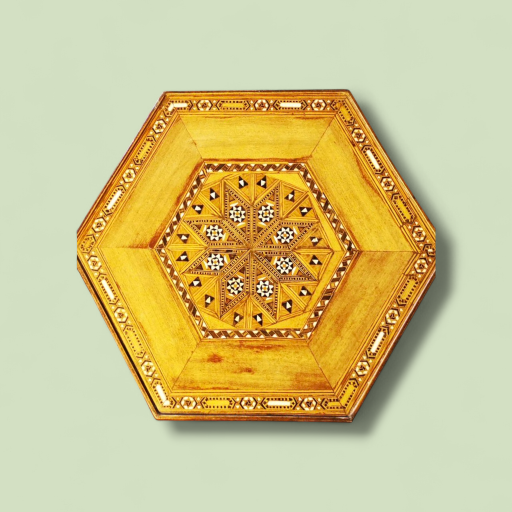 Italian Octagonal Inlaid Occasional Table, Mid 20th Century, circa 1960–1970, in the Manner of Carlo Bugatti